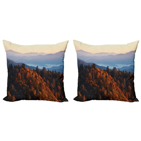 Ambesonne Nature Throw Pillow Cover 2 Pack, Sunrise Mountains, 20", Multicolor