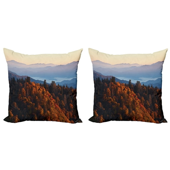 Ambesonne Nature Throw Pillow Cover 2 Pack, Sunrise Mountains, 24", Multicolor