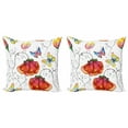 thumbnail image 1 of Ambesonne Nature Throw Pillow Cover 2 Pack, Swirled Flowers Flamingo, 20", Multicolor, 1 of 2