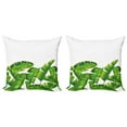 thumbnail image 1 of Ambesonne Nature Throw Pillow Cover 2 Pack, Vibrant Tropical Foliage, 24", Hunter Green Yellow, 1 of 7
