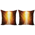thumbnail image 1 of Ambesonne Nature Throw Pillow Cover 2 Pack, Vivid Apocalyptic Day, 20", Yellow Brown, 1 of 6
