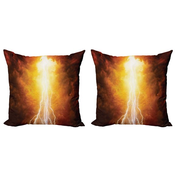 Ambesonne Nature Throw Pillow Cover 2 Pack, Vivid Apocalyptic Day, 24", Yellow Brown