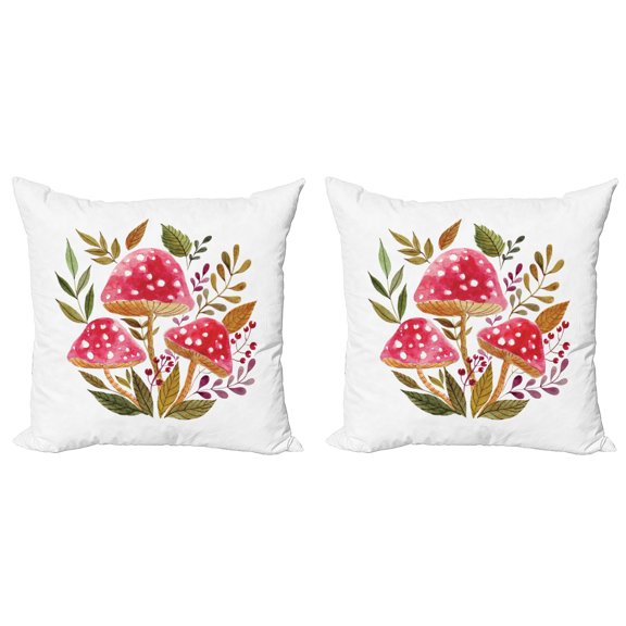 Ambesonne Nature Throw Pillow Cover 2 Pack, Watercolor Amantias, 24", Multicolor