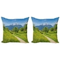 thumbnail image 1 of Ambesonne Nature Throw Pillow Cover 2 Pack, Wild Flowers in Alps, 20", Yellow Green, 1 of 6