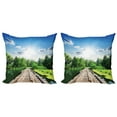 thumbnail image 1 of Ambesonne Nature Throw Pillow Cover 2 Pack, Wooden Bridge on River, 20", Blue Green, 1 of 6