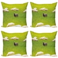 thumbnail image 1 of Ambesonne Nature Throw Pillow Cover 4 Pack, Black Sheep White Goats, 24", Fern Green Cream, 1 of 7