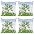 thumbnail image 1 of Ambesonne Nature Throw Pillow Cover 4 Pack, Cartoon Garden Colorful, 20", Multicolor, 1 of 5