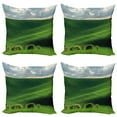 thumbnail image 1 of Ambesonne Nature Throw Pillow Cover 4 Pack, Cloudy Meadow Hills, 24", Green, 1 of 5