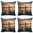thumbnail image 1 of Ambesonne Nature Throw Pillow Cover 4 Pack, Dutch Windmill River, 24", Orange Blue, 1 of 7