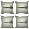 thumbnail image 1 of Ambesonne Nature Throw Pillow Cover 4 Pack, Fall Trees on Island, 16", Sepia, 1 of 6