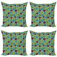 thumbnail image 1 of Ambesonne Nature Throw Pillow Cover 4 Pack, Falling Leaves on Blue, 18", Multicolor, 1 of 2