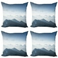 thumbnail image 1 of Ambesonne Nature Throw Pillow Cover 4 Pack, Foggy Morning Mountain, 16", Pale Blue, 1 of 6