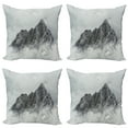 thumbnail image 1 of Ambesonne Nature Throw Pillow Cover 4 Pack, Foggy Mountain Peak, 24", White Grey, 1 of 7