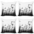thumbnail image 1 of Ambesonne Nature Throw Pillow Cover 4 Pack, Grass Bush Meadow Spring, 16", Black White, 1 of 5