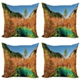 thumbnail image 1 of Ambesonne Nature Throw Pillow Cover 4 Pack, Idyllic Autumn Season, 16", Green Amber, 1 of 7