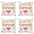 thumbnail image 1 of Ambesonne Nature Throw Pillow Cover 4 Pack, Love Hippie Vivid Floral, 20", Multicolor, 1 of 7
