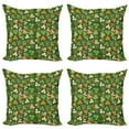 thumbnail image 1 of Ambesonne Nature Throw Pillow Cover 4 Pack, Lucky Clover, 16", Green and Orange, 1 of 5