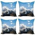 thumbnail image 1 of Ambesonne Nature Throw Pillow Cover 4 Pack, Mountain Natural Beauty, 16", White Blue Brown, 1 of 7