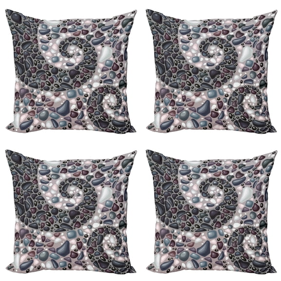 Ambesonne Nature Throw Pillow Cover 4 Pack, Mountain Volcanic Stones, 18", Slate Blue Dimgray