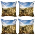 thumbnail image 1 of Ambesonne Nature Throw Pillow Cover 4 Pack, Park in Czech Republic, 24", Olive Green Sky Blue, 1 of 6