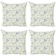 thumbnail image 1 of Ambesonne Nature Throw Pillow Cover 4 Pack, Poppies Daisies Rural, 24", Pale Green Yellow Blue, 1 of 5