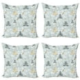 thumbnail image 1 of Ambesonne Nature Throw Pillow Cover 4 Pack, Retro Soft Pine Tree, 20", Blue Grey and Dark Mustard, 1 of 5