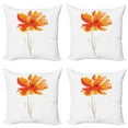 thumbnail image 1 of Ambesonne Nature Throw Pillow Cover 4 Pack, Romantic Poppy, 20", White Orange, 1 of 6
