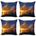 thumbnail image 1 of Ambesonne Nature Throw Pillow Cover 4 Pack, Romantic Scenery Ocean, 24", Orange Blue, 1 of 5