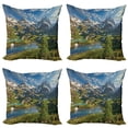 thumbnail image 1 of Ambesonne Nature Throw Pillow Cover 4 Pack, Snowy Mountain Lake, 20", Multicolor, 1 of 5