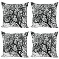 thumbnail image 1 of Ambesonne Nature Throw Pillow Cover 4 Pack, Spooky Black Tree Branch, 16", Black and White, 1 of 5