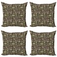 thumbnail image 1 of Ambesonne Nature Throw Pillow Cover 4 Pack, Stones Covered with Moss, 24", Dark Taupe Fern Green, 1 of 2
