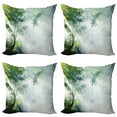 thumbnail image 1 of Ambesonne Nature Throw Pillow Cover 4 Pack, Sunbeams Shadows Idyllic, 24", Green White, 1 of 7