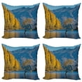 thumbnail image 1 of Ambesonne Nature Throw Pillow Cover 4 Pack, Sunken Tree Lake Rural, 24", Earth Yellow Pale Blue, 1 of 6