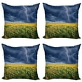 thumbnail image 1 of Ambesonne Nature Throw Pillow Cover 4 Pack, Thunder Bolt Rural Field, 18", Yellow Blue, 1 of 7
