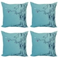 thumbnail image 1 of Ambesonne Nature Throw Pillow Cover 4 Pack, Tree with Hearts Leaves, 20", Turquoise, 1 of 6