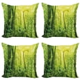 thumbnail image 1 of Ambesonne Nature Throw Pillow Cover 4 Pack, Tropical Amazon Forest, 18", Forest Green Pale Green, 1 of 6