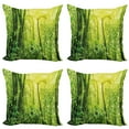 thumbnail image 1 of Ambesonne Nature Throw Pillow Cover 4 Pack, Tropical Amazon Forest, 24", Forest Green Pale Green, 1 of 5