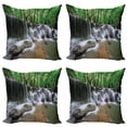 thumbnail image 1 of Ambesonne Nature Throw Pillow Cover 4 Pack, Tropical Forest Scenery, 24", Forest Green Brown White, 1 of 6