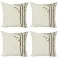 thumbnail image 1 of Ambesonne Nature Throw Pillow Cover 4 Pack, Wavy Tree Branches Birds, 24", Eggshell Brown, 1 of 5