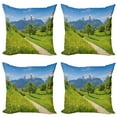 thumbnail image 1 of Ambesonne Nature Throw Pillow Cover 4 Pack, Wild Flowers in Alps, 18", Yellow Green, 1 of 5