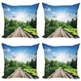 thumbnail image 1 of Ambesonne Nature Throw Pillow Cover 4 Pack, Wooden Bridge on River, 18", Blue Green, 1 of 5