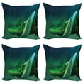 thumbnail image 1 of Ambesonne Nature Throw Pillow Cover 4 Pack, Wooden House Winter, 18", Dark Blue Jade Green, 1 of 6
