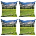 thumbnail image 1 of Ambesonne Nature Throw Pillow Cover 4 Pack, Yosemite Falls Country, 20", Green Blue, 1 of 5