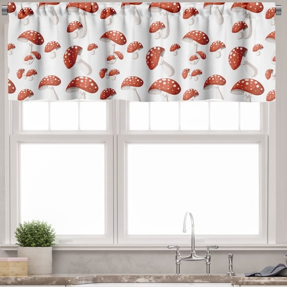 Ambesonne Nature Valance Pack of 2, Amanita Muscaria Mushrooms, 54"X18", Burnt Orange Rust