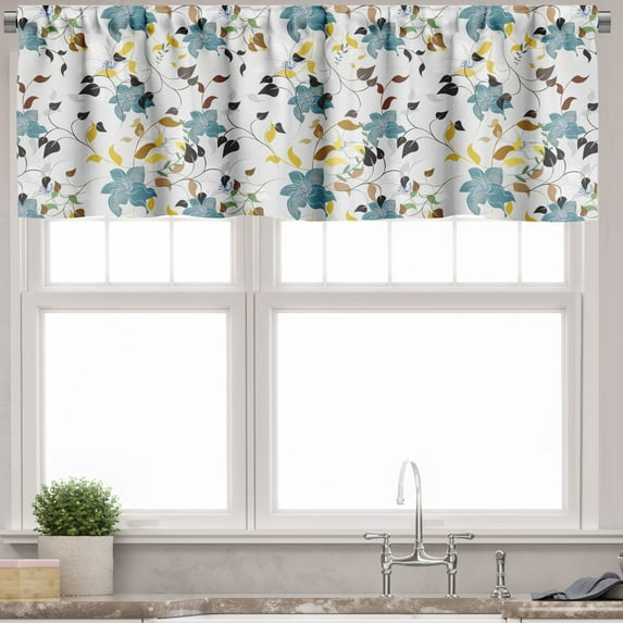 Ambesonne Nature Valance Pack of 2, Colorful Flowers Leaf, 54"X18", Multicolor