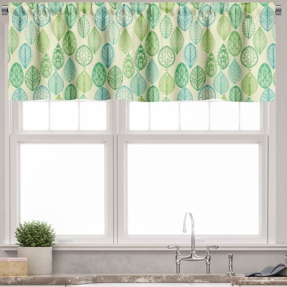 Ambesonne Nature Valance Pack of 2, Leaves Forest Pattern, 54"X12", Multicolor