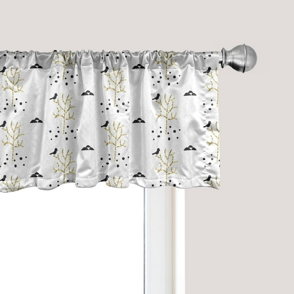 Ambesonne Nature Window Valance, Bare Trees and Birds, 54" X 12", Multicolor