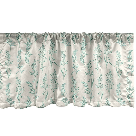 Ambesonne Nature Window Valance, Floral Fresh Plants, 54" X 18", Green Cream