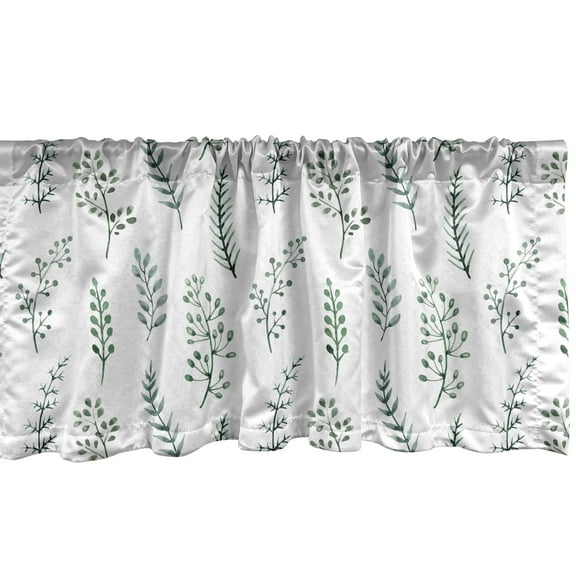 Ambesonne Nature Window Valance, Watercolor Botanical Herbs, 54" X 18", Teal Multicolor