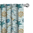 thumbnail image 1 of Ambesonne Nautical 4-Panel Curtains, Anchor Wheel Starfish, 56"x84", Blue and Apricot, 1 of 4